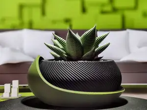 Modern Twisted Fine Ribbed Pot with Saucer