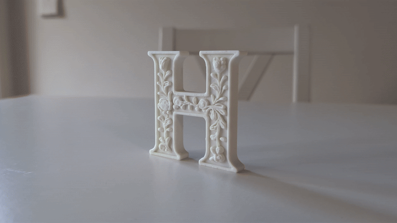Standing Letter H in a Gypsum Floral Style