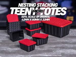 Nesting Stackable Teeny "Micro" Totes (50% Scale)