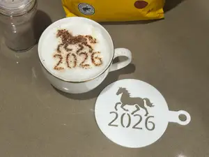 Chinese 2026 Happy New Year Horse Coffee Stencil