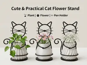 猫咪造型花架|桌面绿植花瓶收纳摆件