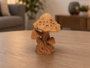 Pilzgruppe „Mondkappe“ mit Kraterstruktur