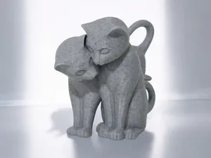 Two cute cats / Low Poly , modern decor