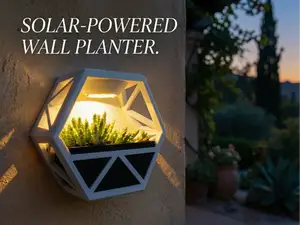 Hexagonal wall planter with solar lamp