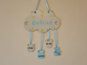 Personalized Cloud Birth Stats Wall Hanging