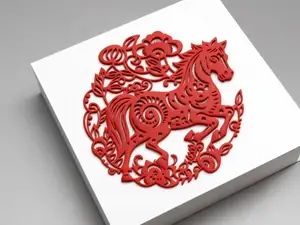 马年踏祥云窗花-2026年好运摆件-中国新年农历马年春节
