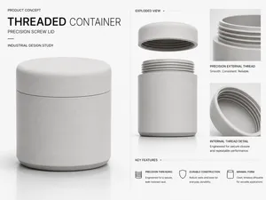 Threaded Container with Screw Lid