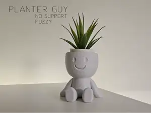 Planter Guy - Happy figurine with fuzzy skin