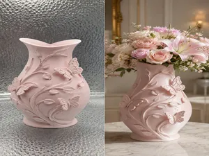 Blush Butterfly Floral Decorative Vase