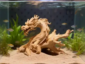 沉木龙雕小型鱼缸造景