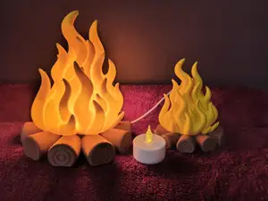 wood camp fire lamp led kit 001 and tealight