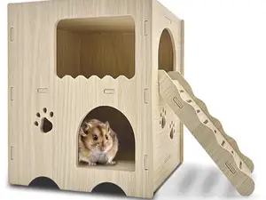 Casetta a 2 piani con scala per animaletti