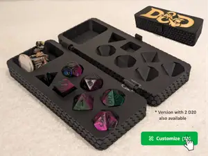 DnD Dice and miniature box - print in place - D&D