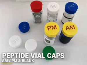 Peptide Vial Caps (AM/PM & Blank)