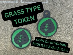 Pokemon Grass Energy Token and Keychain