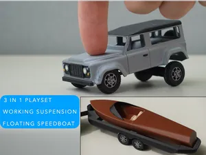 Mini 90s British Truck W Suspension, Trailer, Boat