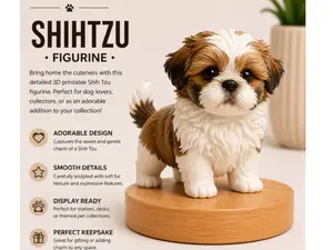 Shih Tzu Mini Figurine – White PLA Dog Puppy