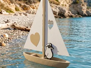Deko-Segelboot mit Herz