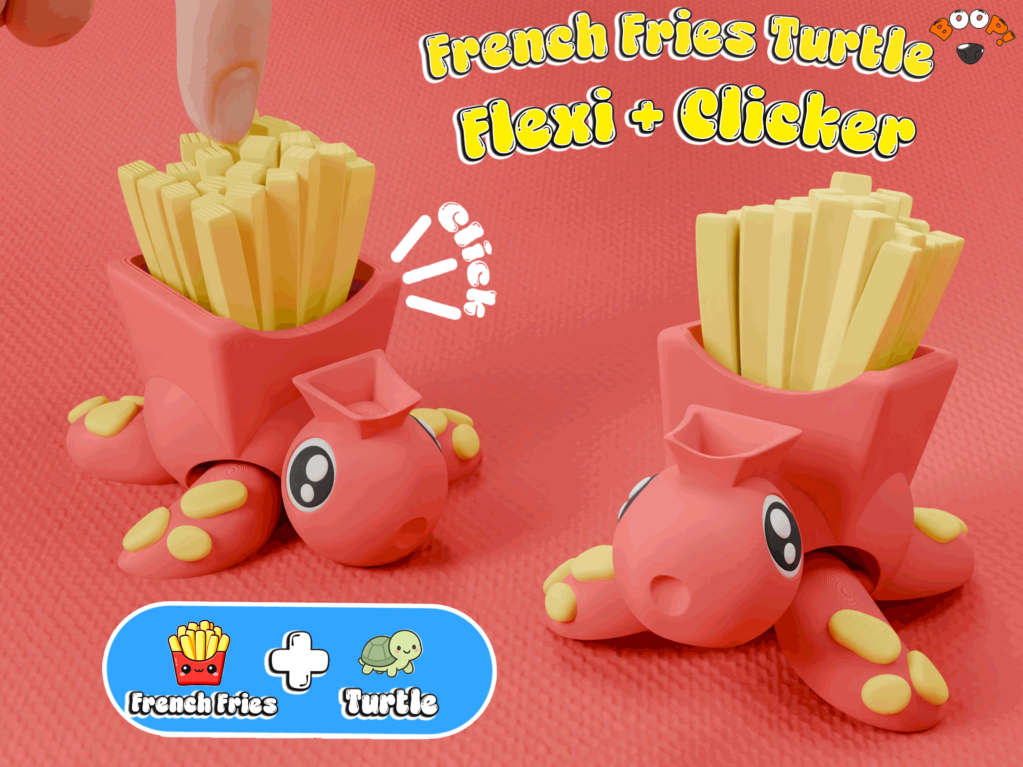 French-Fries Turtle Flexi + Clicker Fidget Toy
