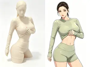 撩衣展示腹肌少女