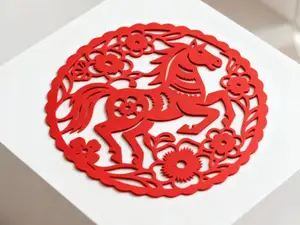 波浪纹马年镂空窗花-2026年好运摆件-中国新年农历马年春节
