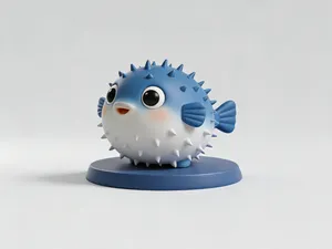 河豚-海洋动物生物系列-幼儿认知百科-儿童涂色过家家玩具