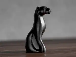 Sleek Black Panther Sculpture