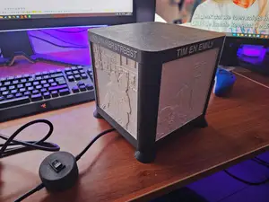 complete litophane box lamp with place for 4 plates with switch and cable covers