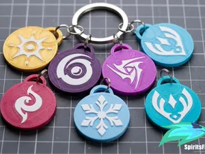 Wuthering Waves Attributes Simple Keychains