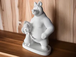 Masha and Bear Figurine (Cartoon Fan Art)