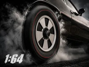 1:64 Classic black wall muscle car wheel