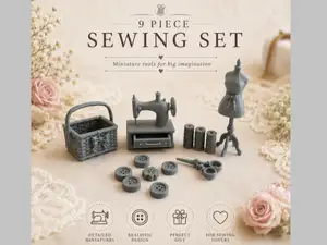 Luxury Victorian Sewing Set 9 Piece Miniature Kit