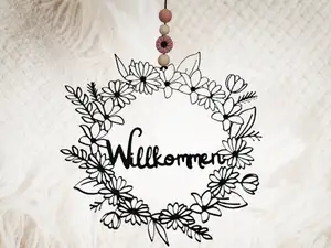 Willkommen blumiger Gruß als Türkranz