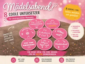 Untersetzer Set Mädelsabend 8 Stück mit Halter