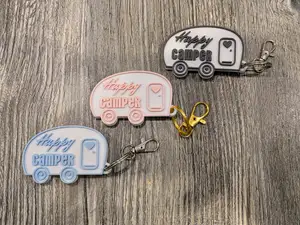 Happy Camper Keychain – Retro Caravan Charm