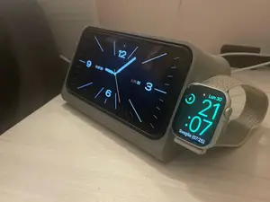 Iphone pro max ( with cover) dock + apple watch