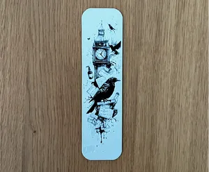 Black & White Clock Tower Raven Bookmark Two Color