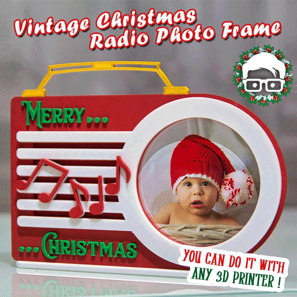Vintage Christmas Radio Photo Frame by AM-MEDIA