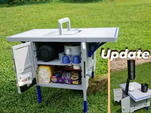 Mobile Box mit klappbarem Tisch