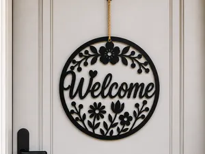 Welcome Türschild floral rund | Welcome Sign