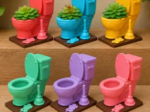 Funny Toilet Planter with Plunger