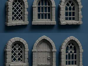 Medieval Window & Door Pack – 6 Stone Wall Inserts