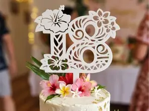topper cake 18 happy birthday flowers