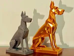 低多边形大丹犬-动物雕塑装饰摆件