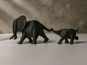 Elephant Duo Figurines – Minimalist Sculpture Set