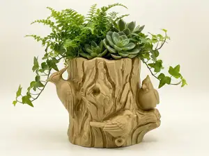 The Feathered Forest Log Planter