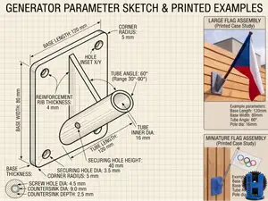 Parametric Wall-Mounted Flag Holder Generator