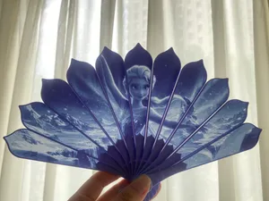 艾莎公主·冰雪奇缘 浮雕 折扇 扇子 迪斯尼