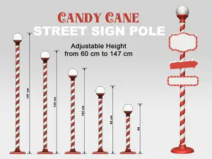 Candy Cane Street Sign Pole - Christmas 60cm-147cm