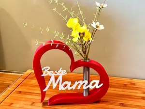 Herz mit Vase Schriftzug Beste Mama zB. Muttertag